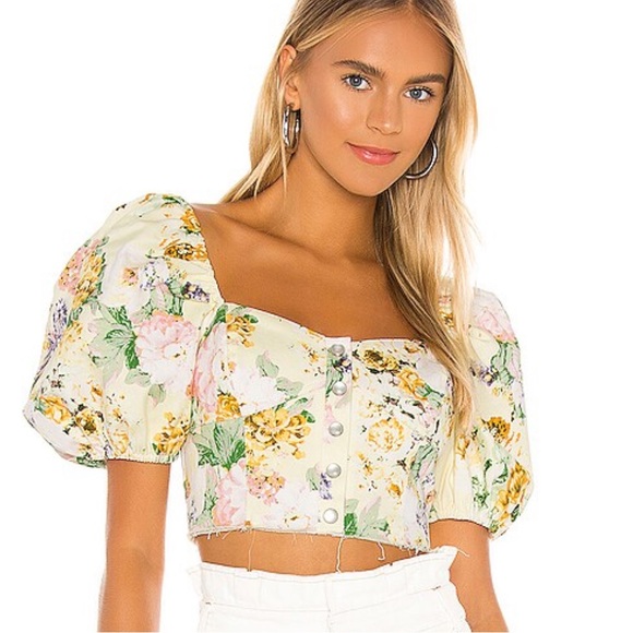 Tops - For Love And Lemons Chamomile Denim Crop Top In Buttercreme SOLD OUT
